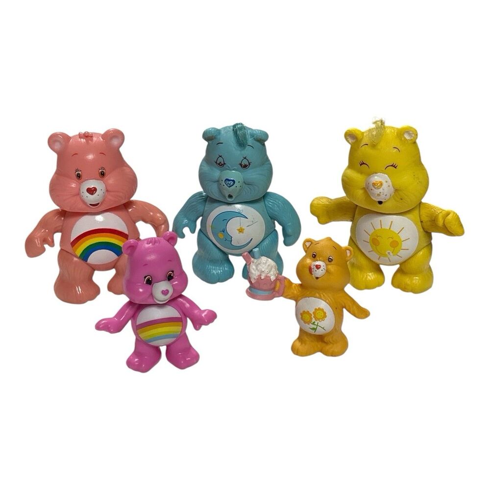 Vintage Care Bears Lot of 5 Toy Figures Cheer Funshine Bedtime Friend